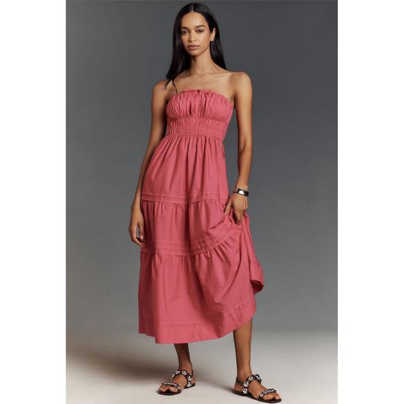 Anthropologie NWT The Somerset Strapless Maxi Dress Hot Pink Size Large - Picture 1 of 9